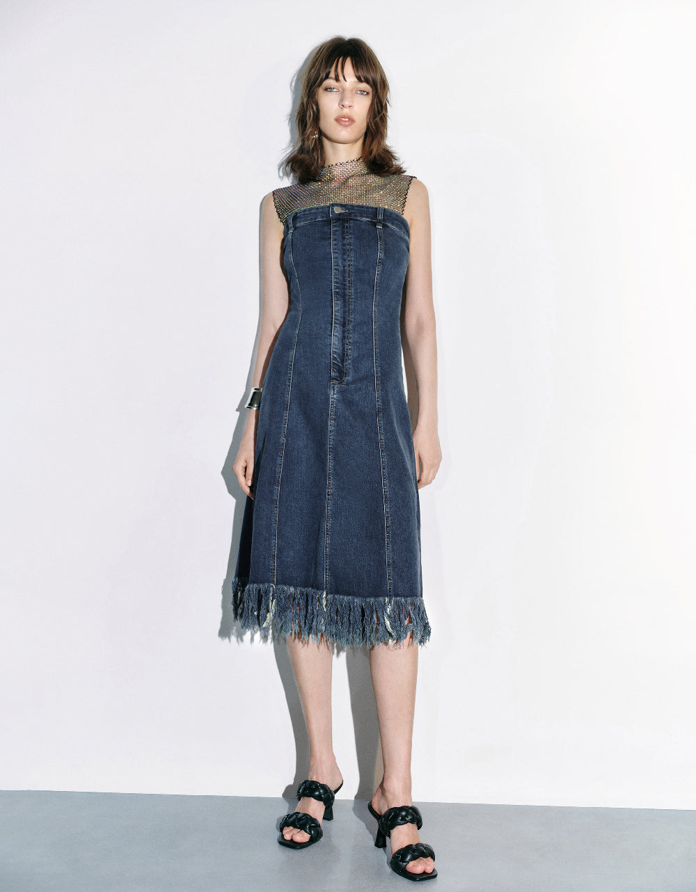 Raw Hem Sleeveless Denim Dress