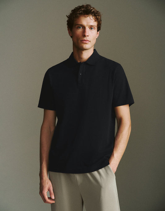 Button Half Placket Straight Polo Shirt