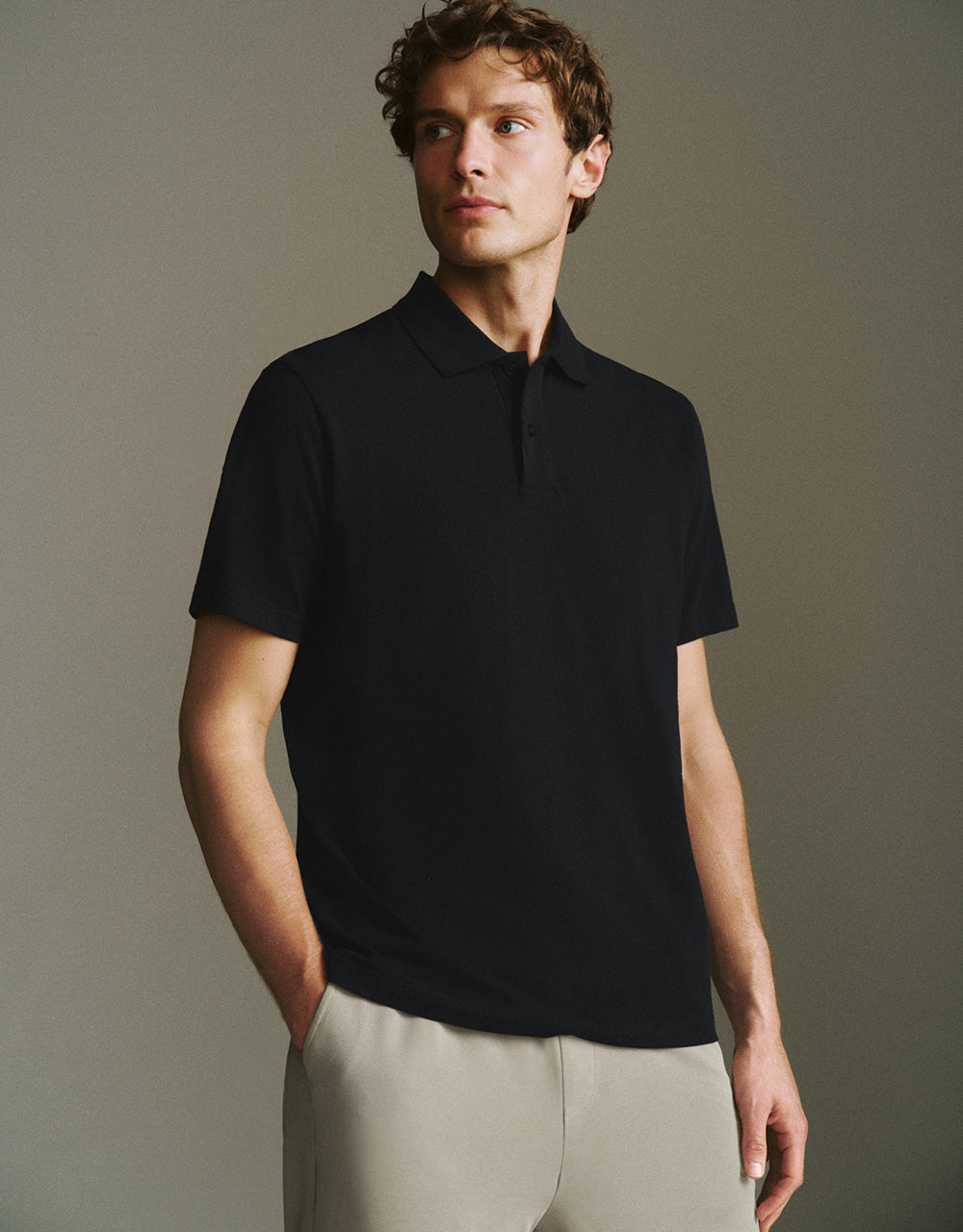 Button Half Placket Straight Polo Shirt