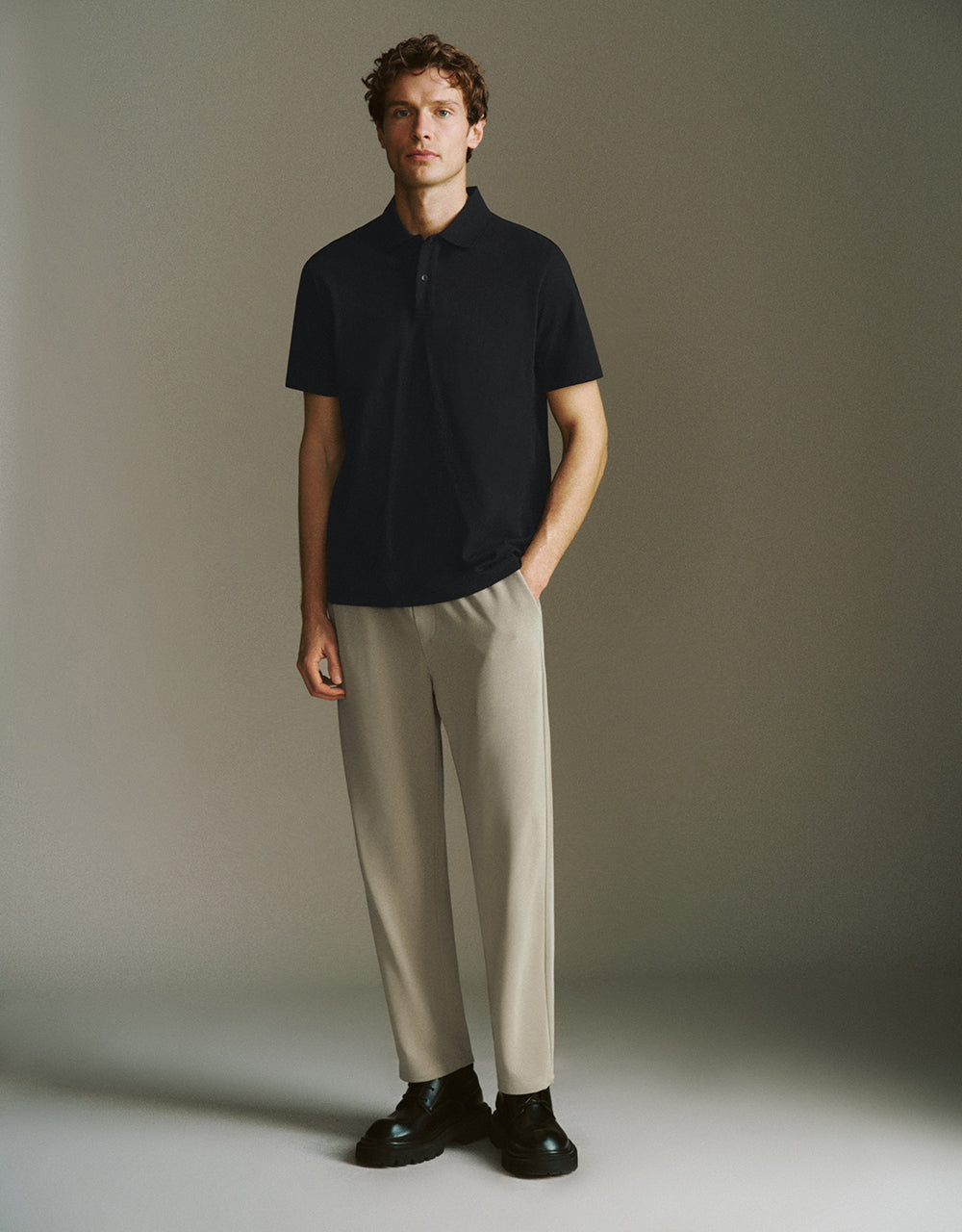 Button Half Placket Straight Polo Shirt