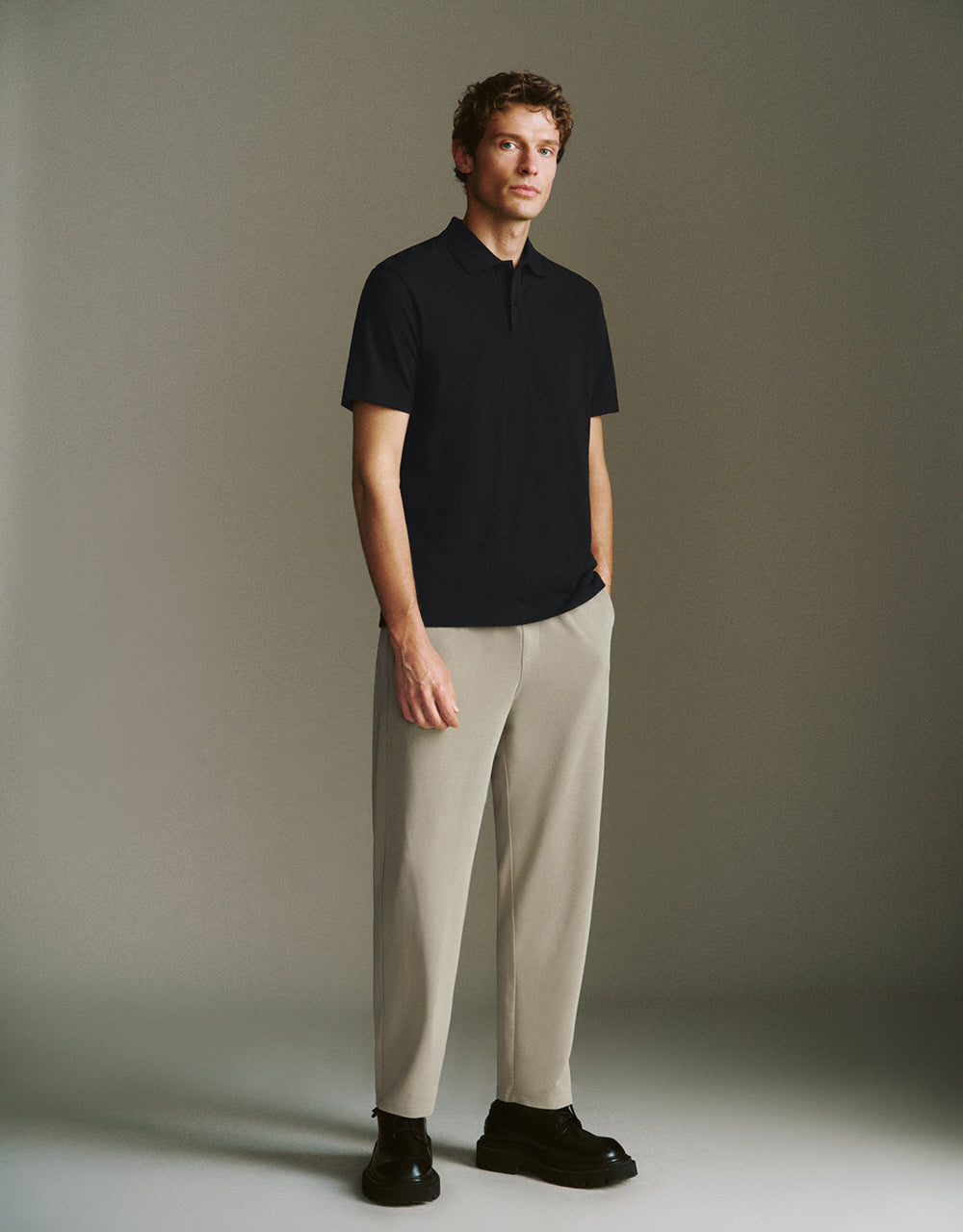 Button Half Placket Straight Polo Shirt