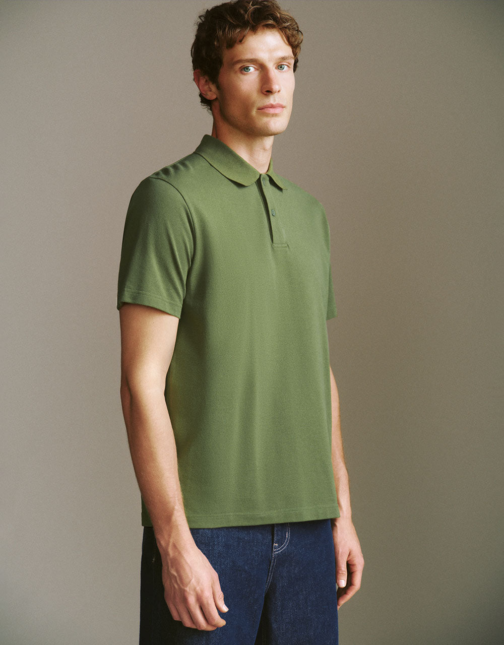 Button Half Placket Straight Polo Shirt