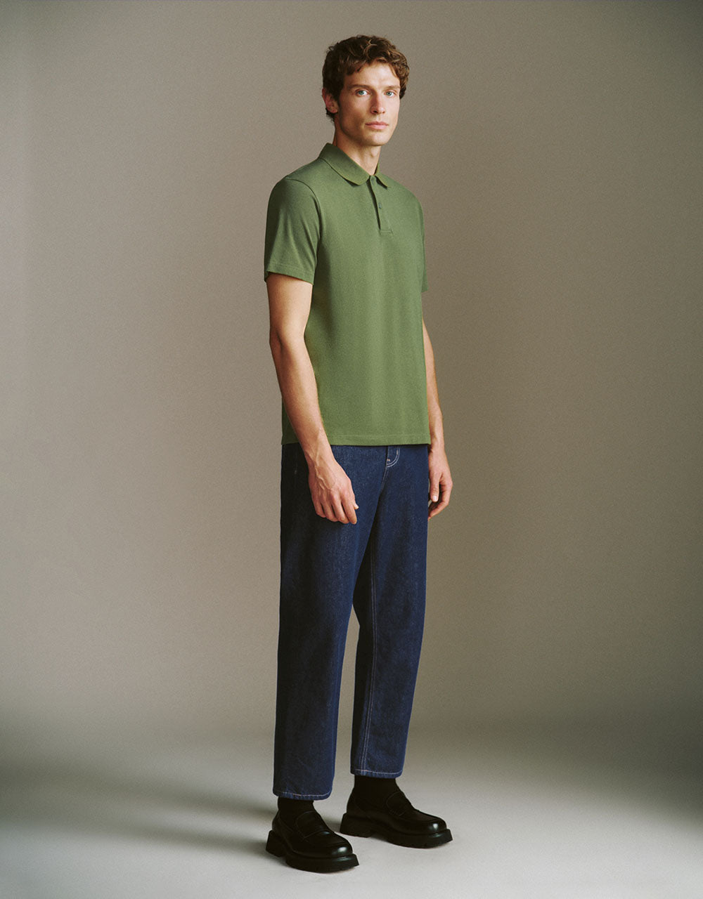 Button Half Placket Straight Polo Shirt