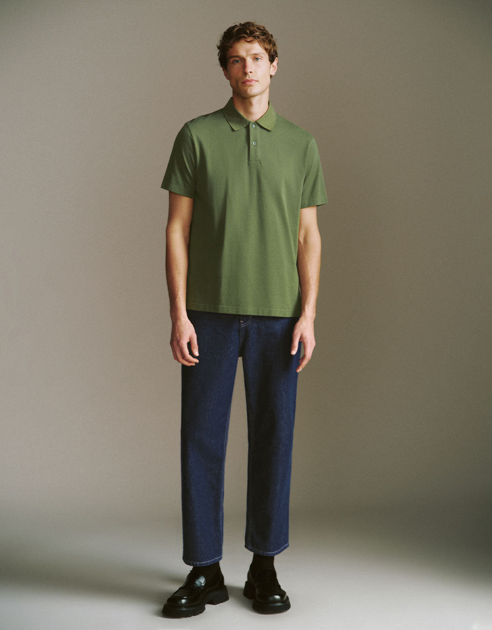 Button Half Placket Straight Polo Shirt