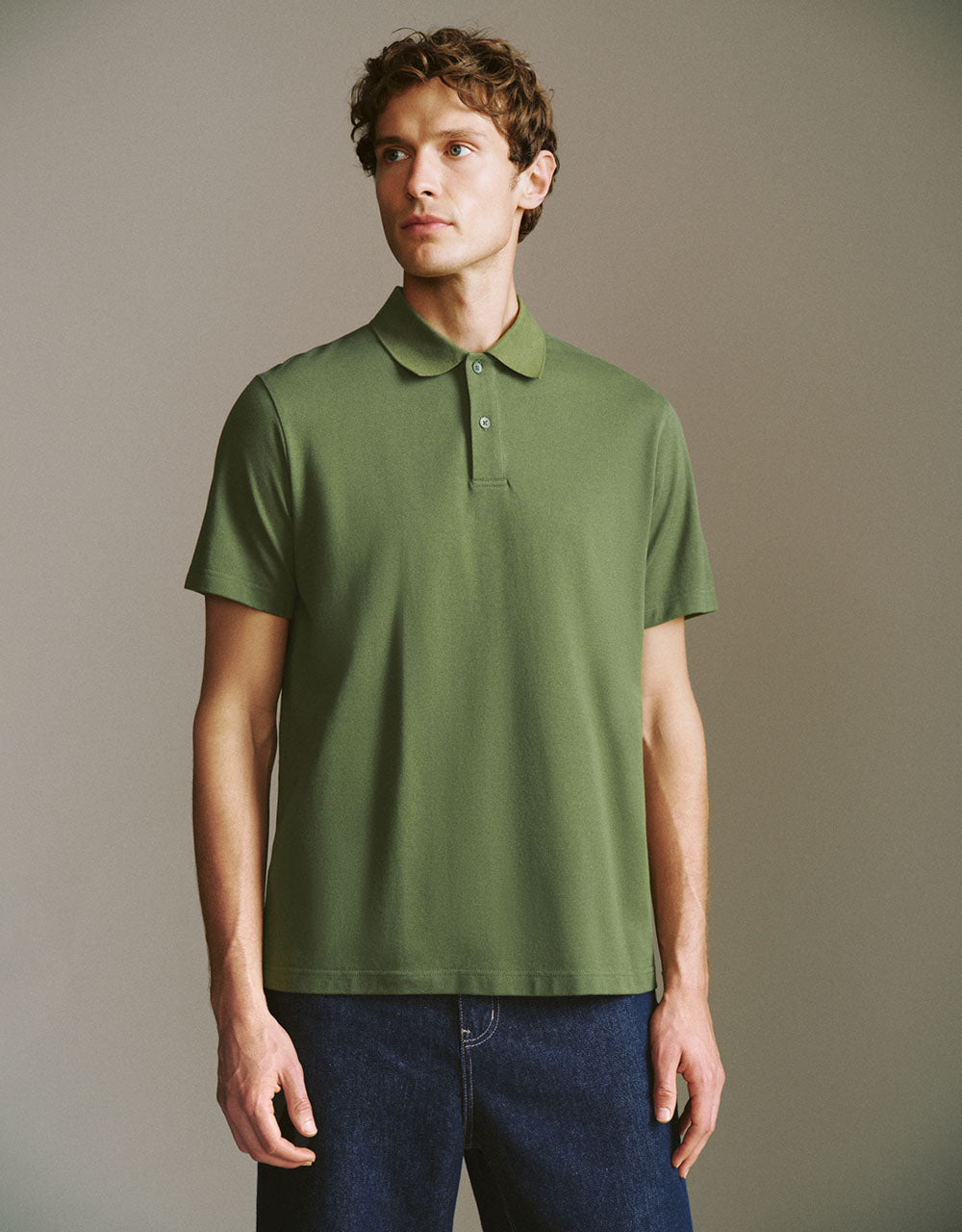 Button Half Placket Straight Polo Shirt