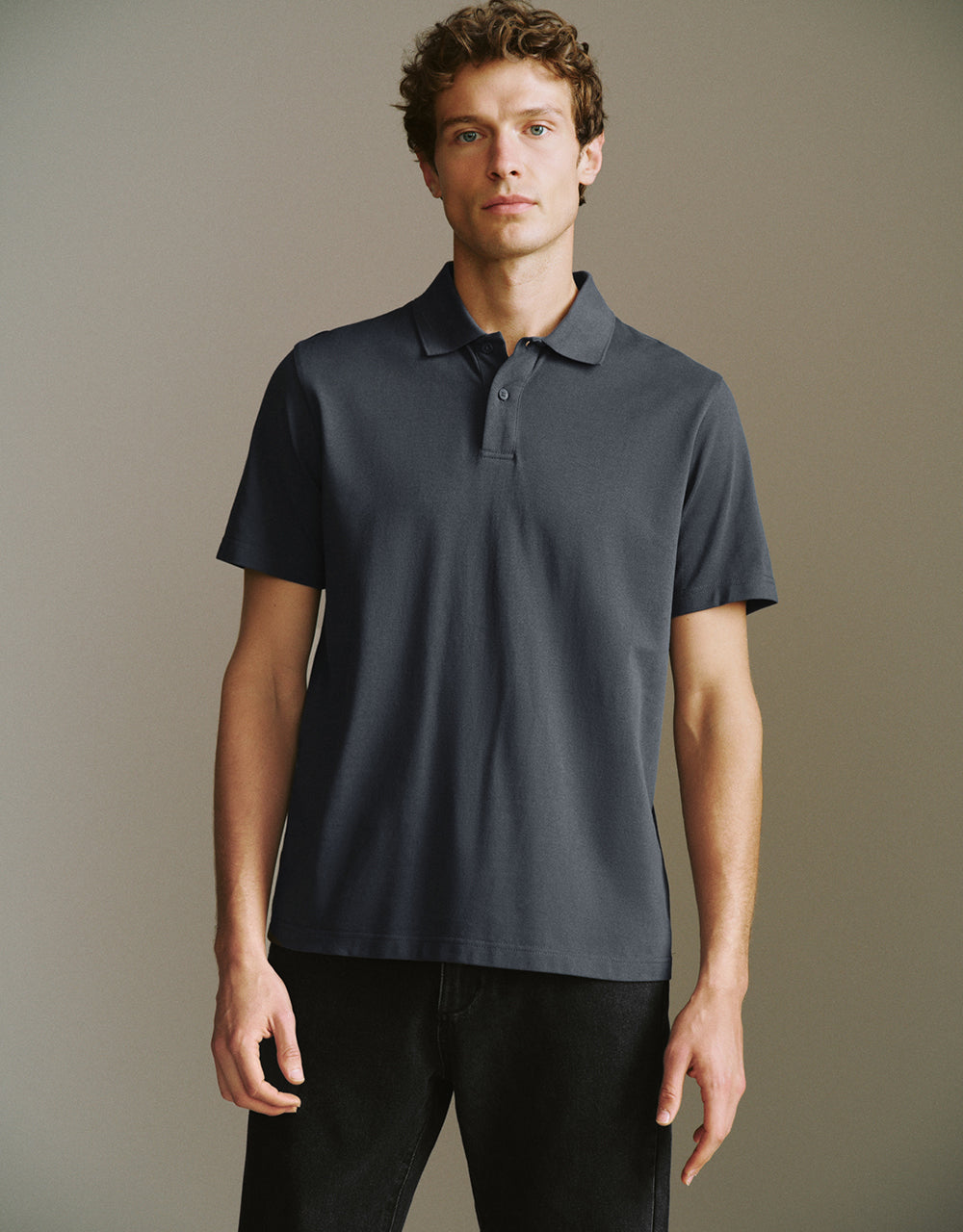 Button Half Placket Straight Polo Shirt