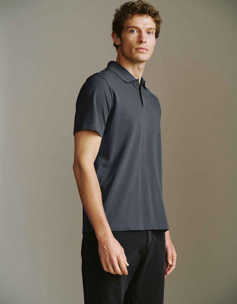 Button Half Placket Straight Polo Shirt