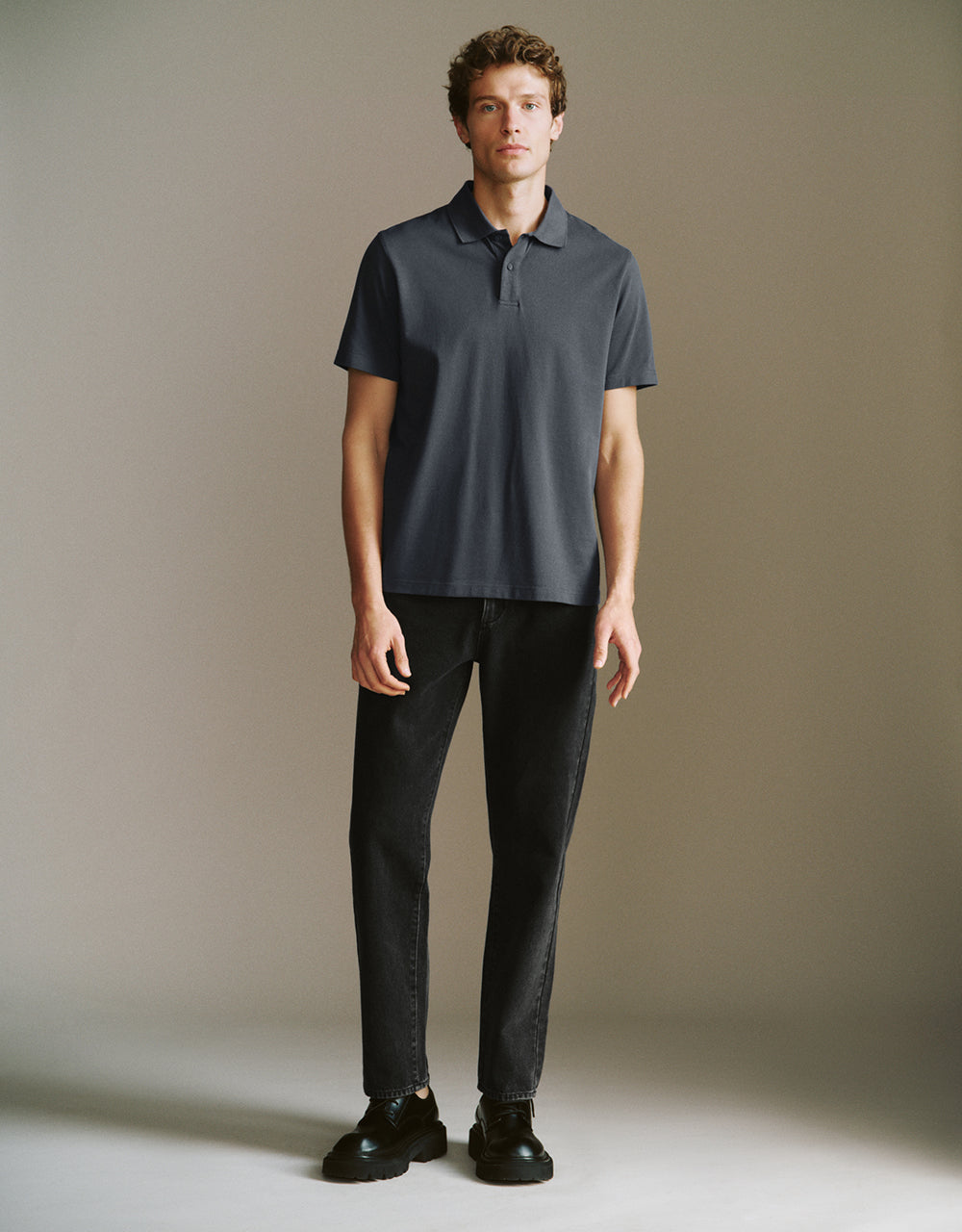 Button Half Placket Straight Polo Shirt