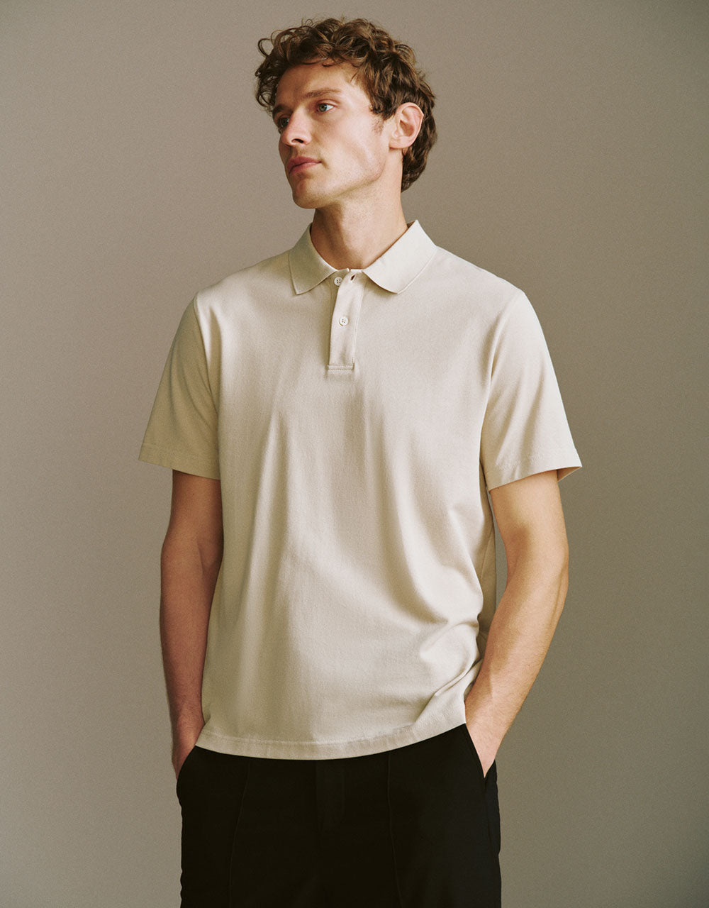 Button Half Placket Straight Polo Shirt