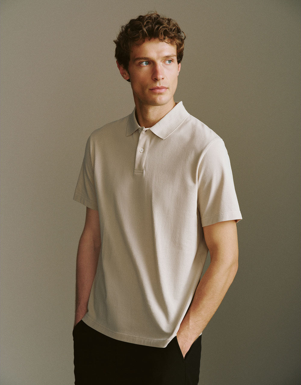 Button Half Placket Straight Polo Shirt