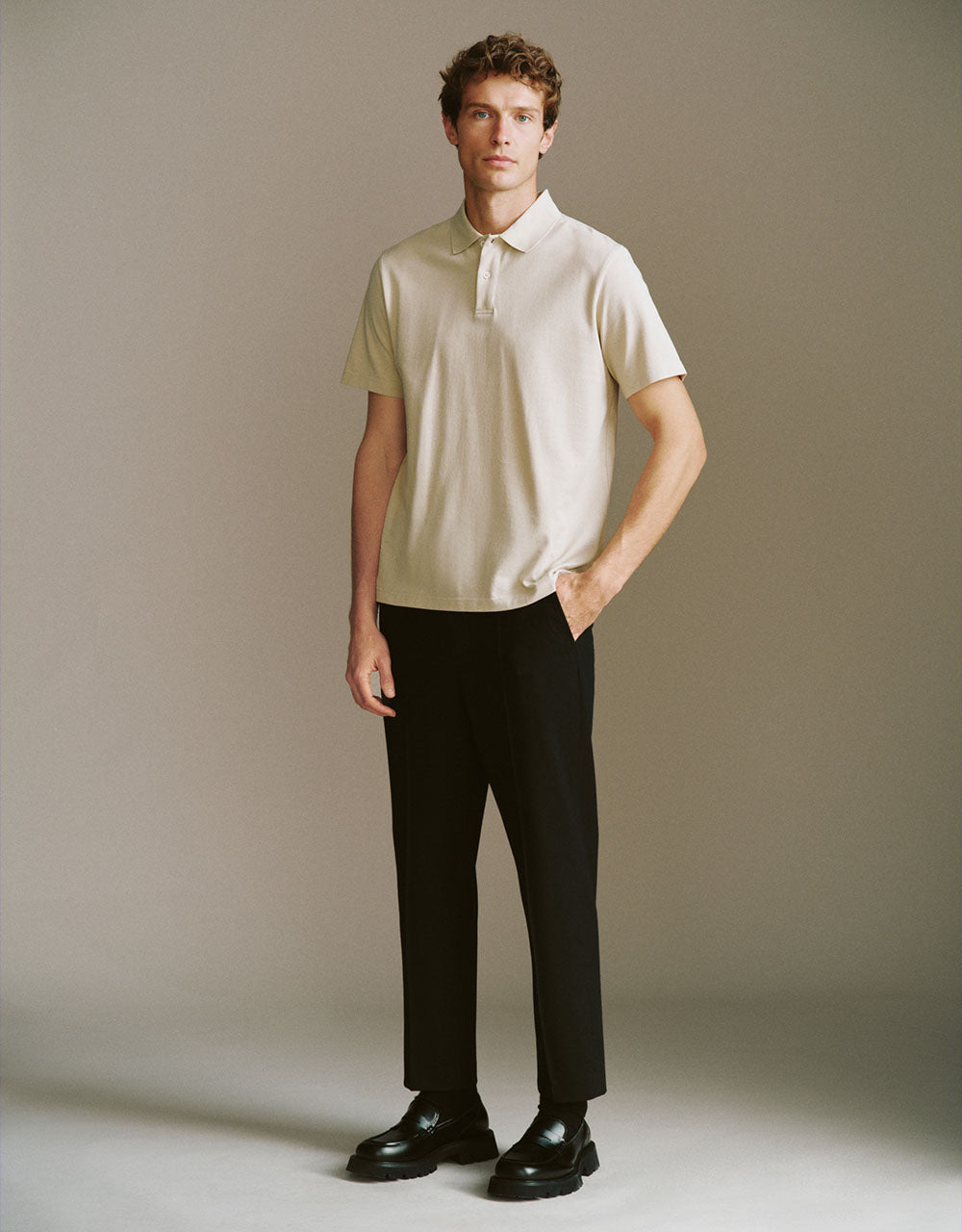 Button Half Placket Straight Polo Shirt