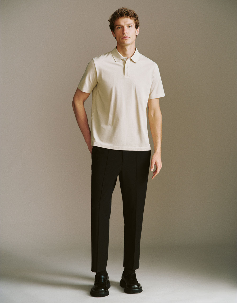 Button Half Placket Straight Polo Shirt