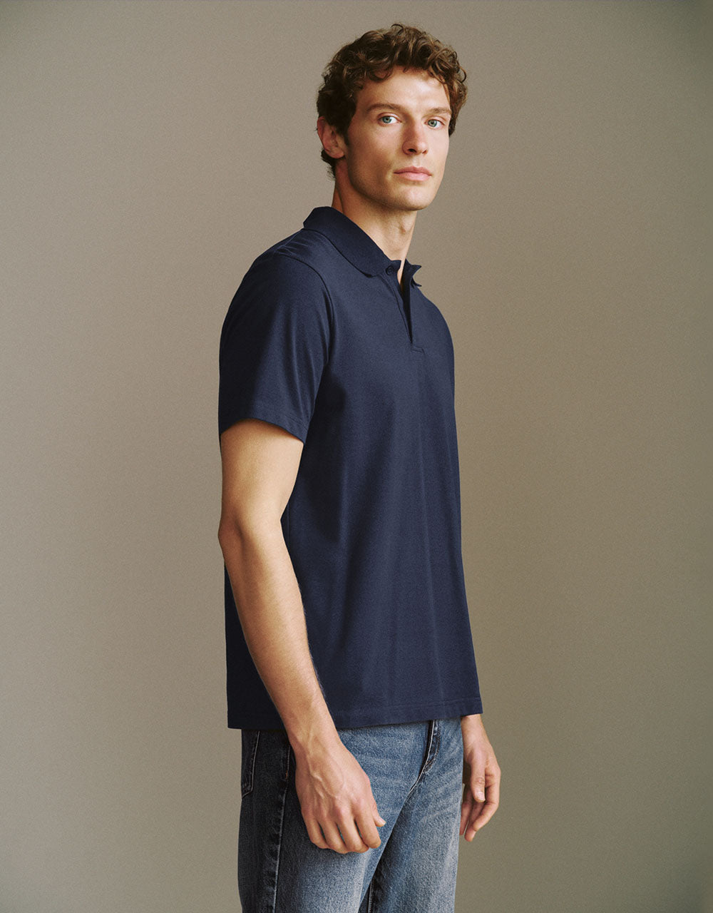 Button Half Placket Straight Polo Shirt