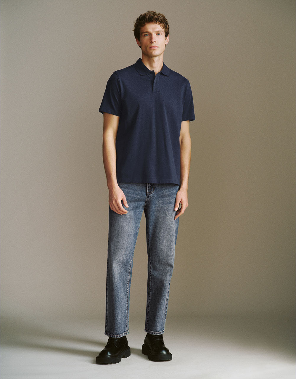 Button Half Placket Straight Polo Shirt