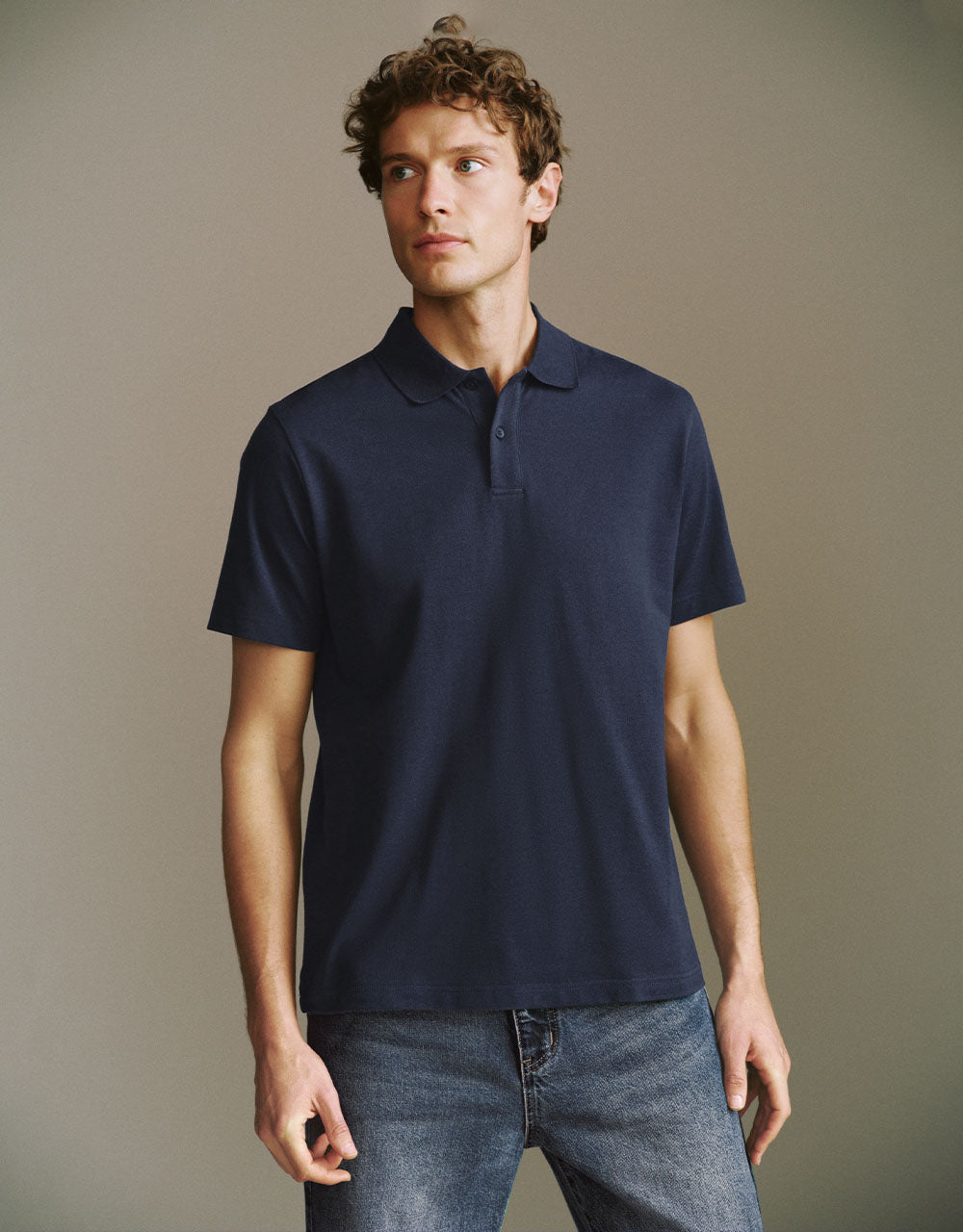 Button Half Placket Straight Polo Shirt