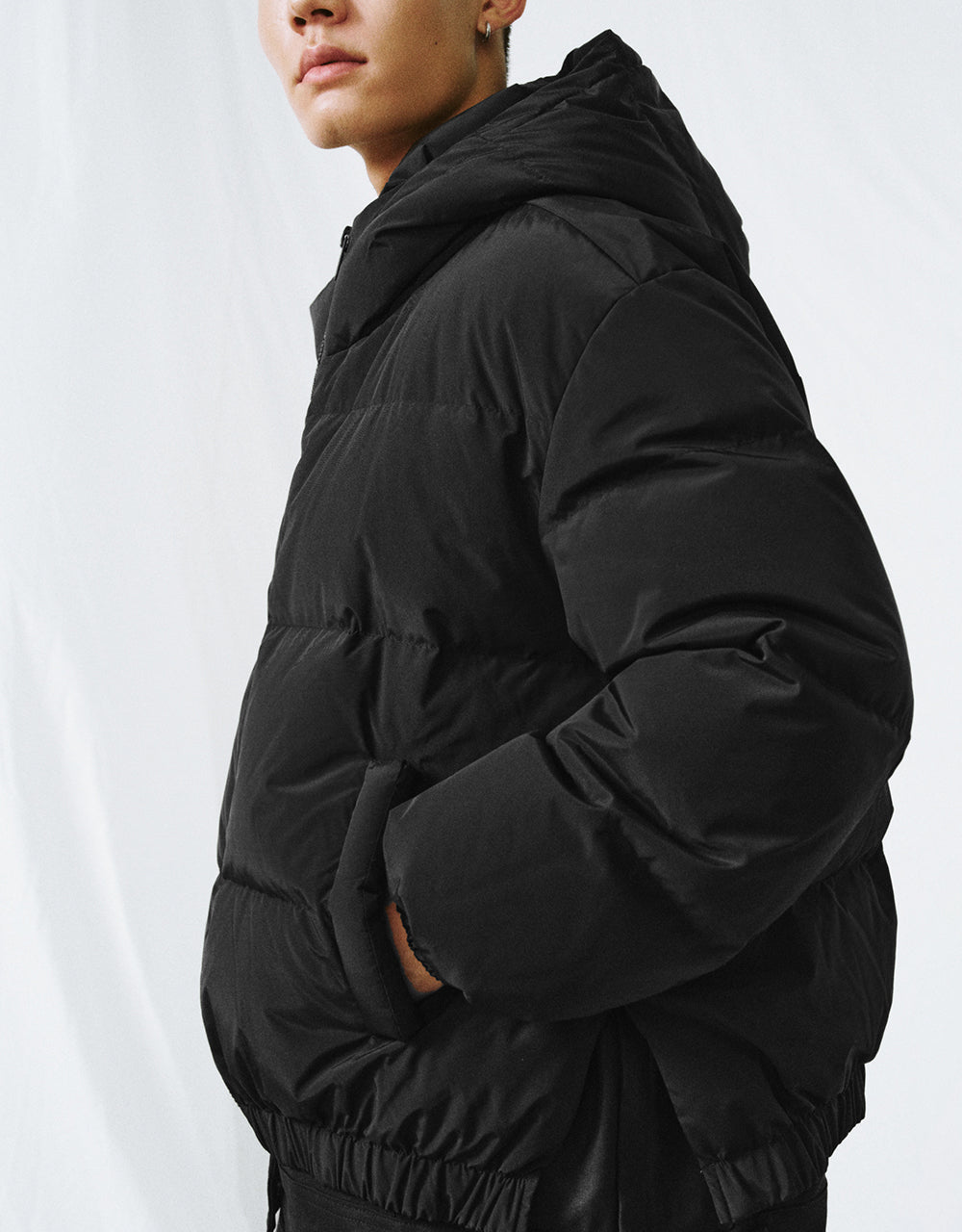 Zipper Front Hooded Down Jacket