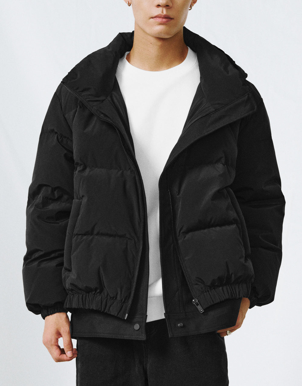 Zipper Front Hooded Down Jacket