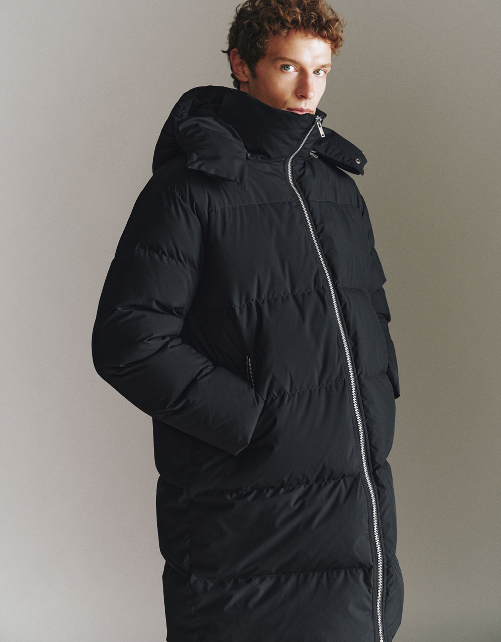 Zipper Front Hooded Down Jacket