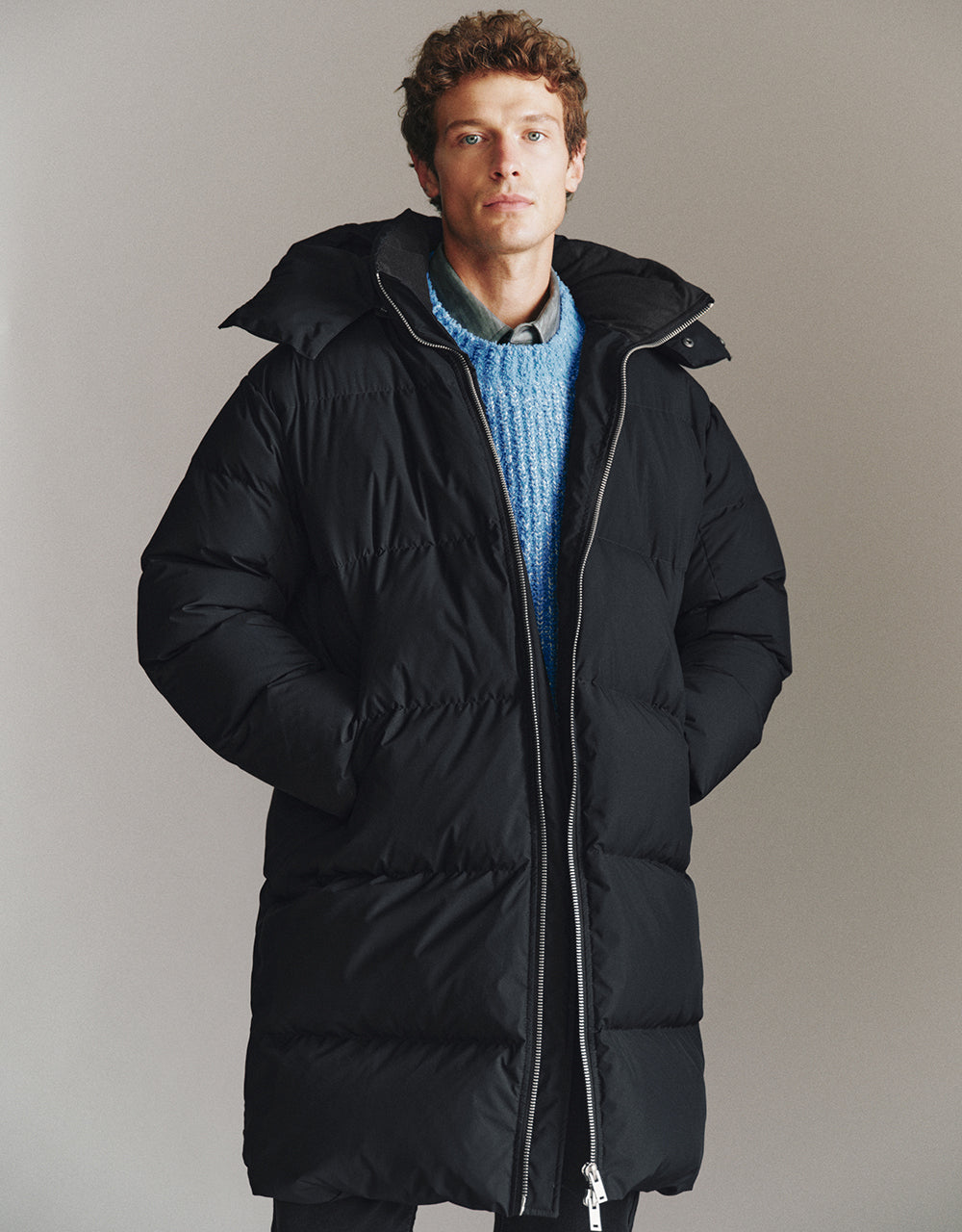 Zipper Front Hooded Down Jacket