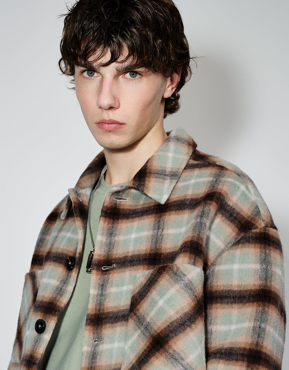 Plaid Straight Woolen Jacket