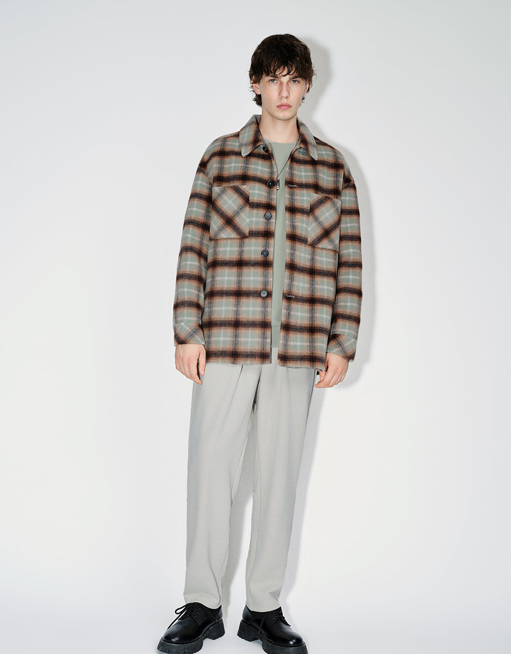 Plaid Straight Woolen Jacket