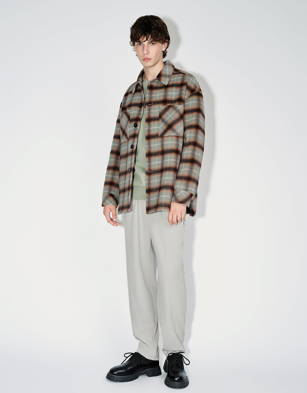 Plaid Straight Woolen Jacket