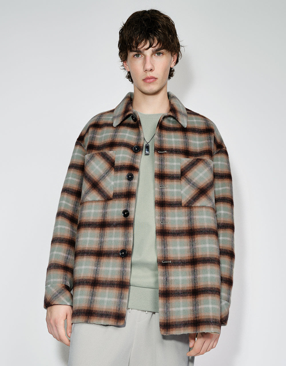 Plaid Straight Woolen Jacket