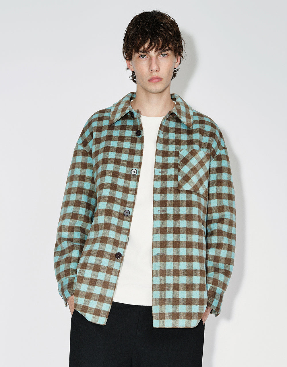 Plaid Straight Woolen Jacket