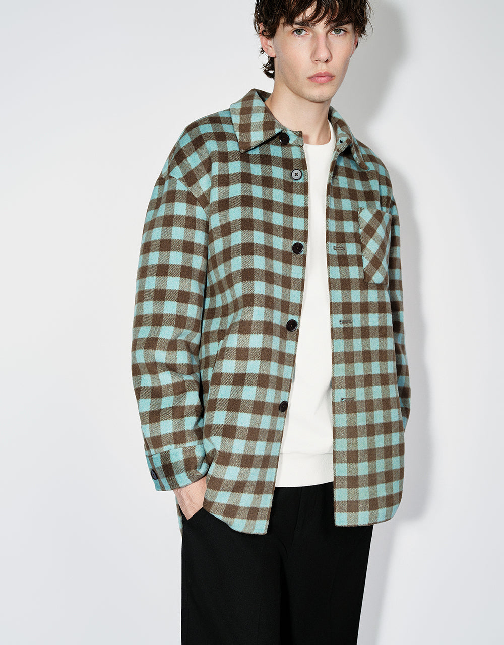 Plaid Straight Woolen Jacket