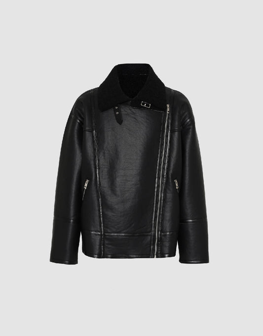 Straight Vegan Leather Jacket