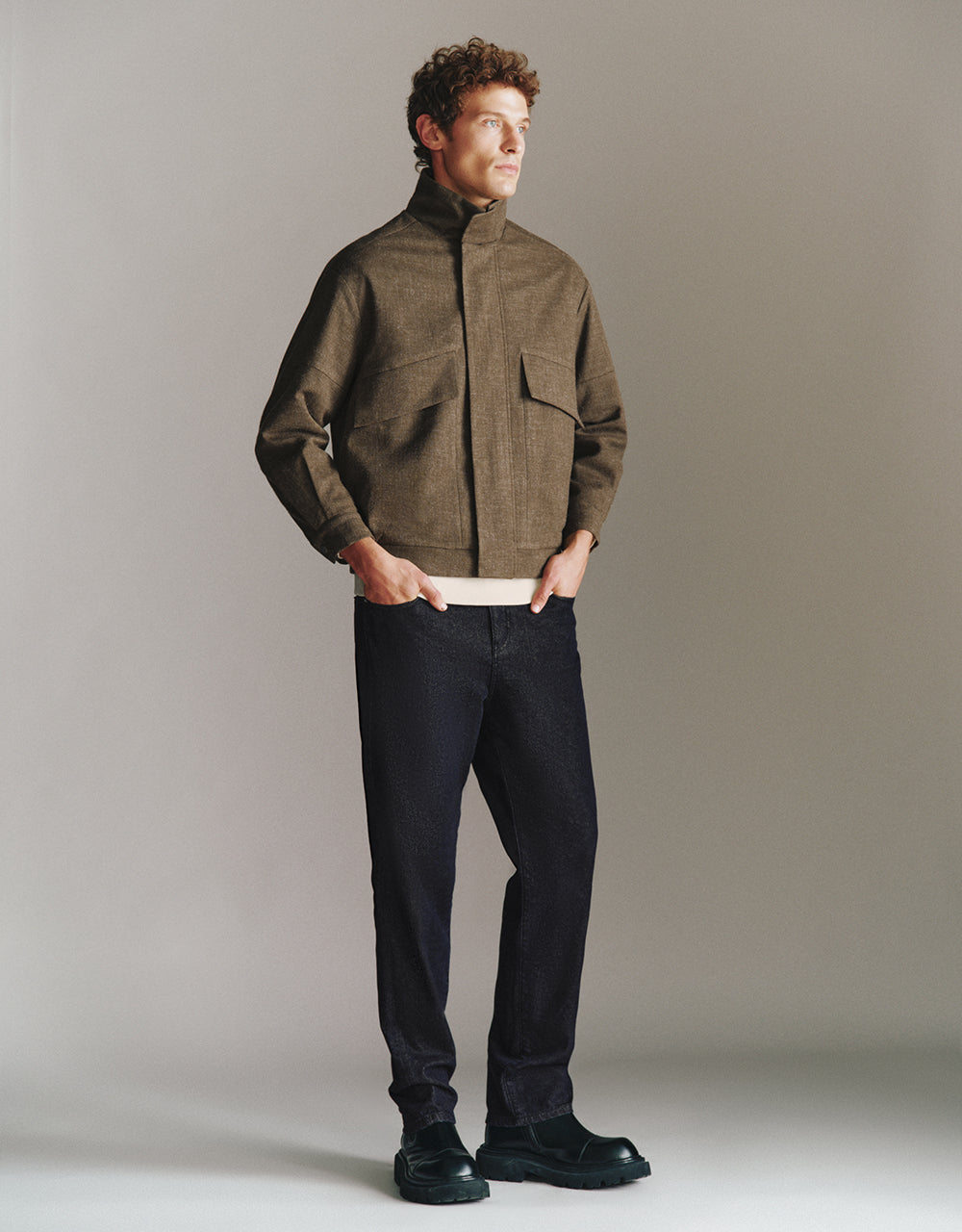 Stand Collar Woolen Jacket