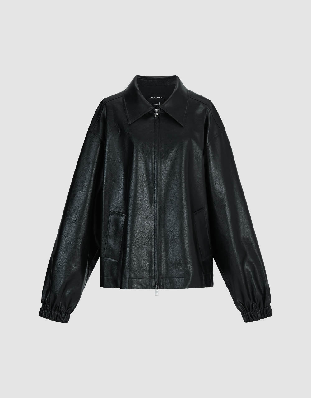 Zipper Front Vegan Leather Jacket