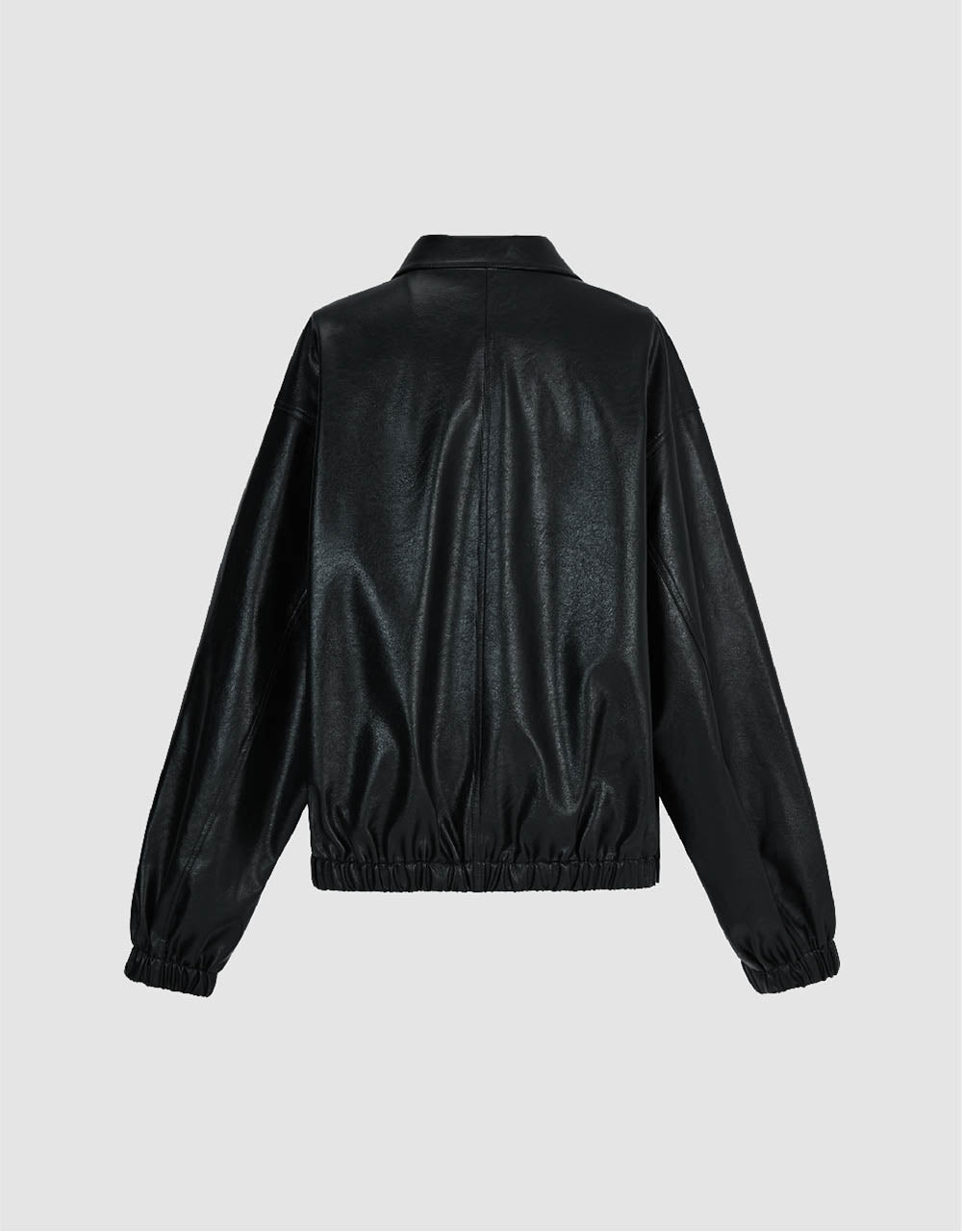 Zipper Front Vegan Leather Jacket