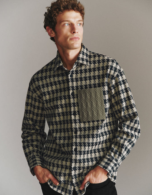 Houndstooth Button Up Loose Shirt