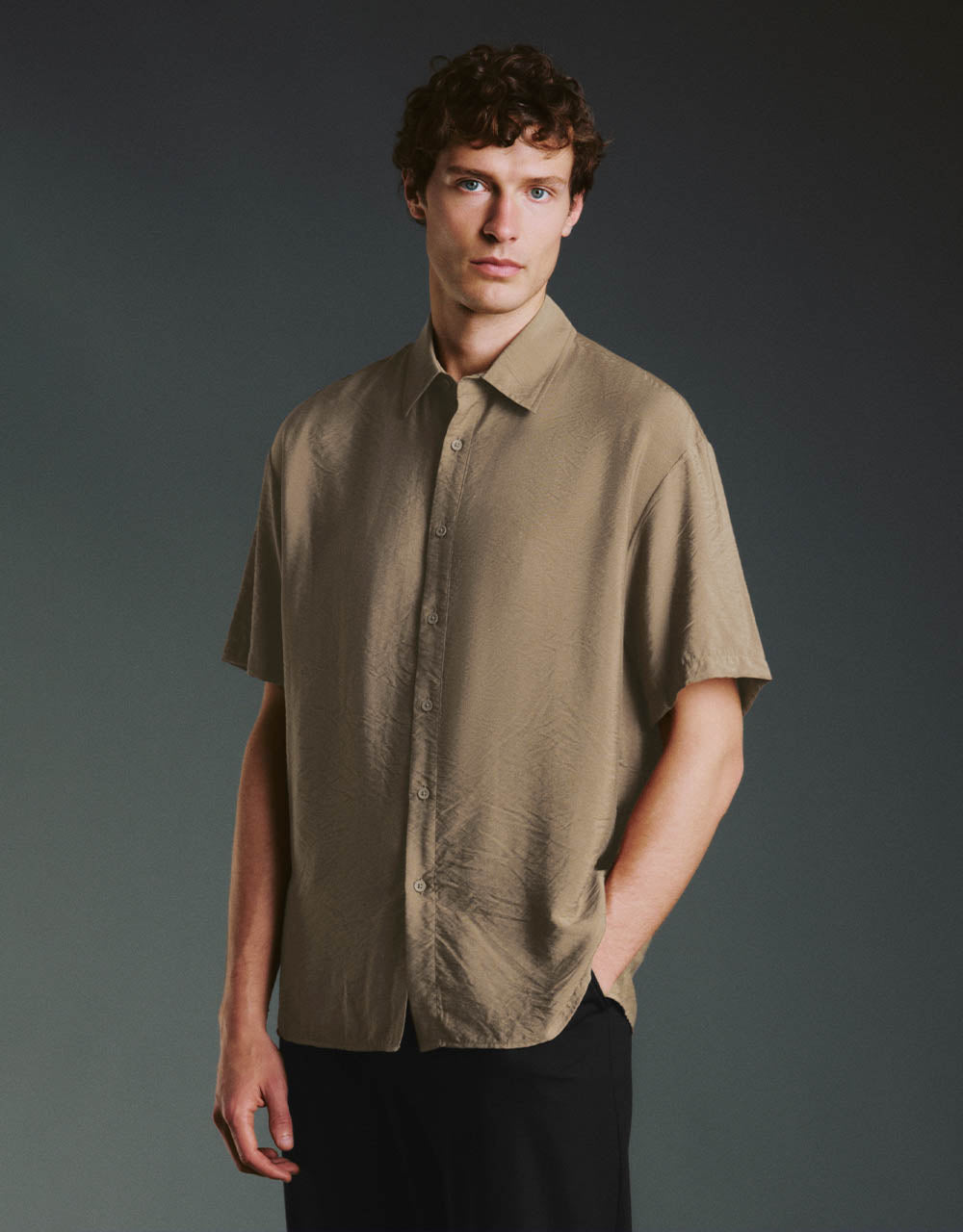 Button Up Loose A-Line Shirt