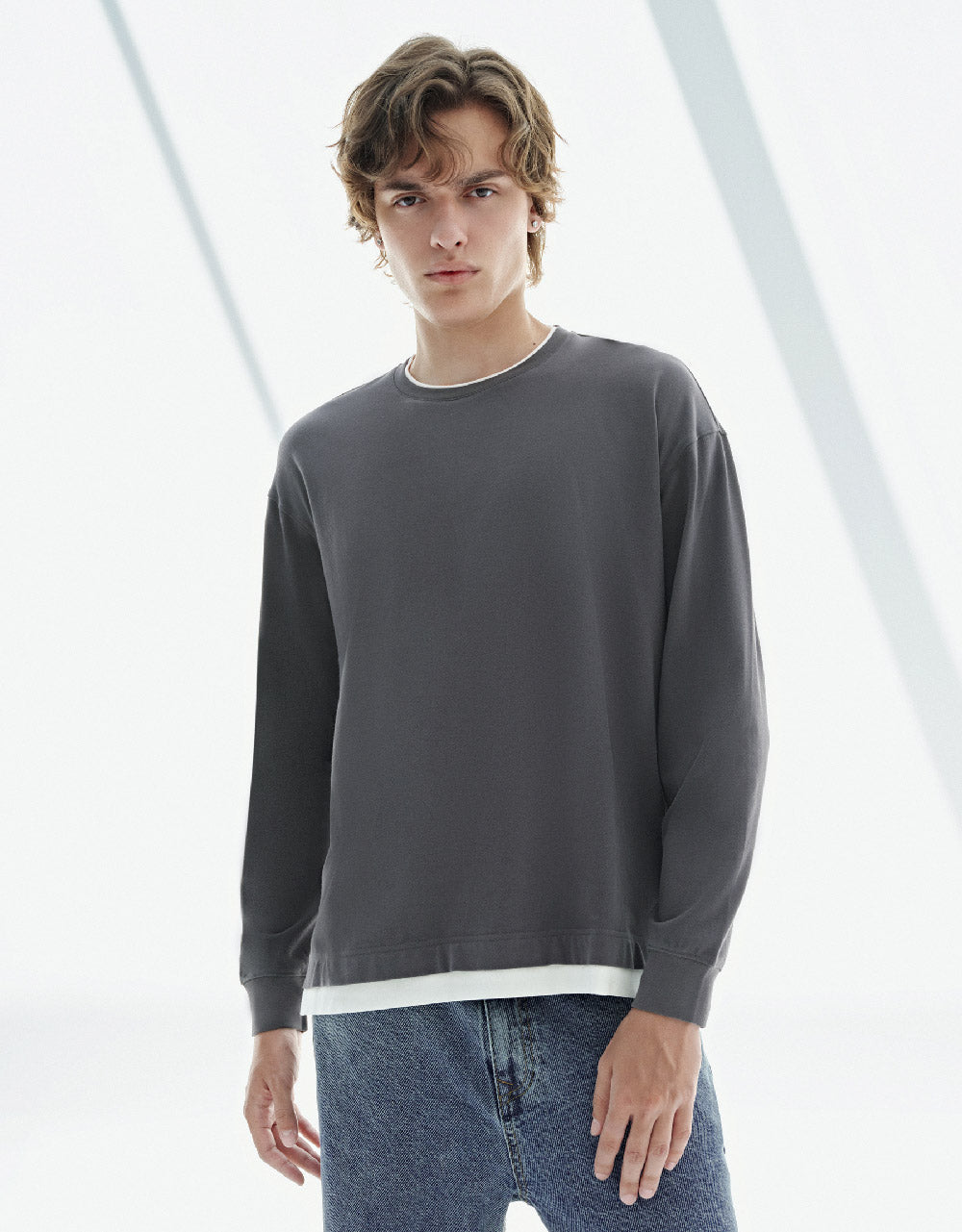 Drop Shoulder Sleeve Crew Neck T-Shirt