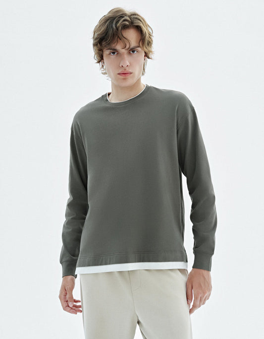 Drop Shoulder Sleeve Crew Neck T-Shirt