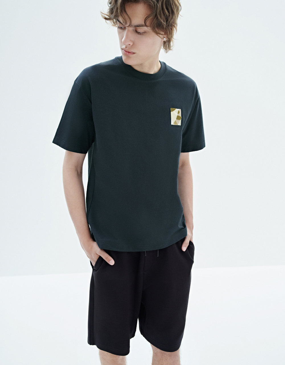 Drop Shoulder Sleeve Crew Neck T-Shirt