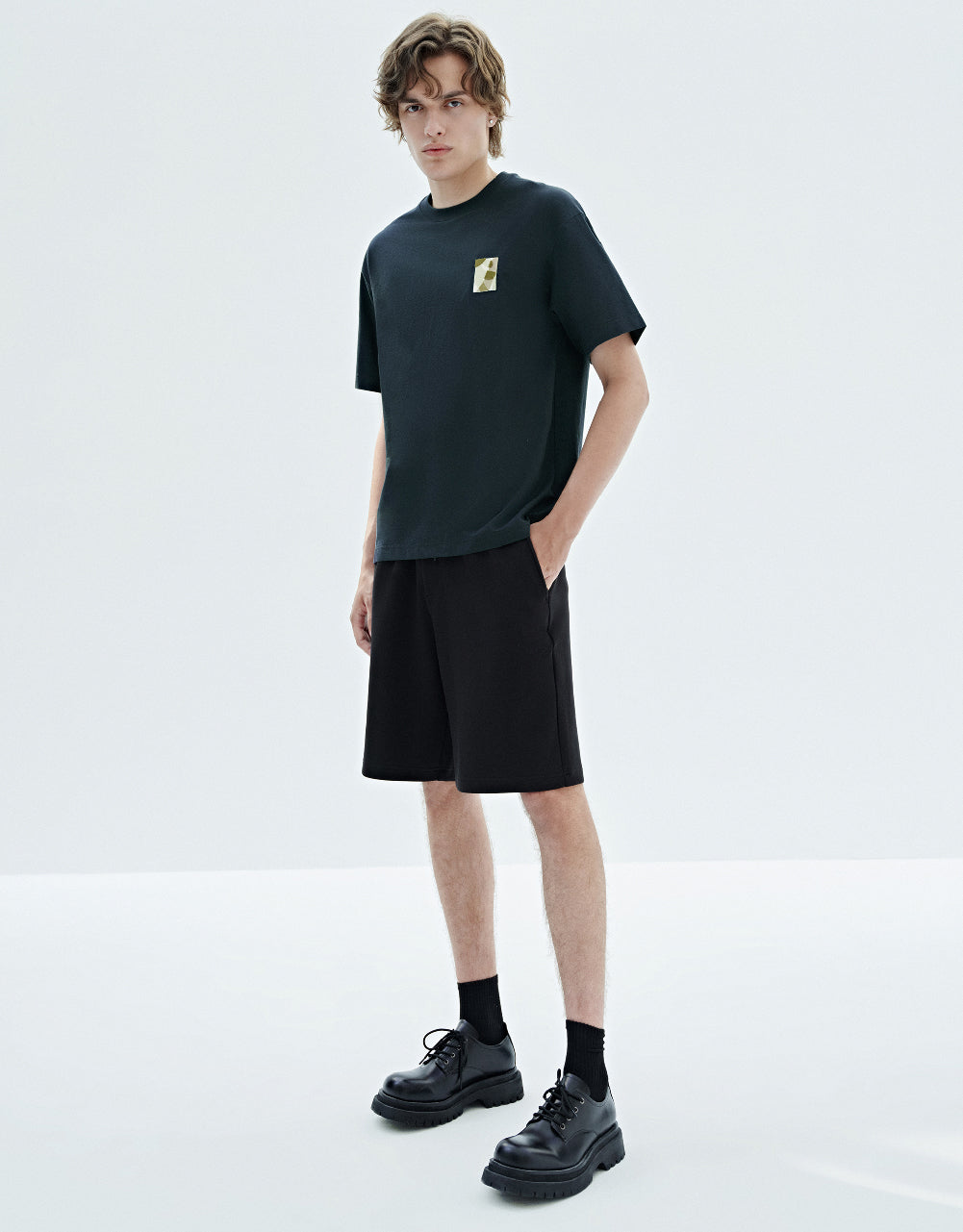 Drop Shoulder Sleeve Crew Neck T-Shirt