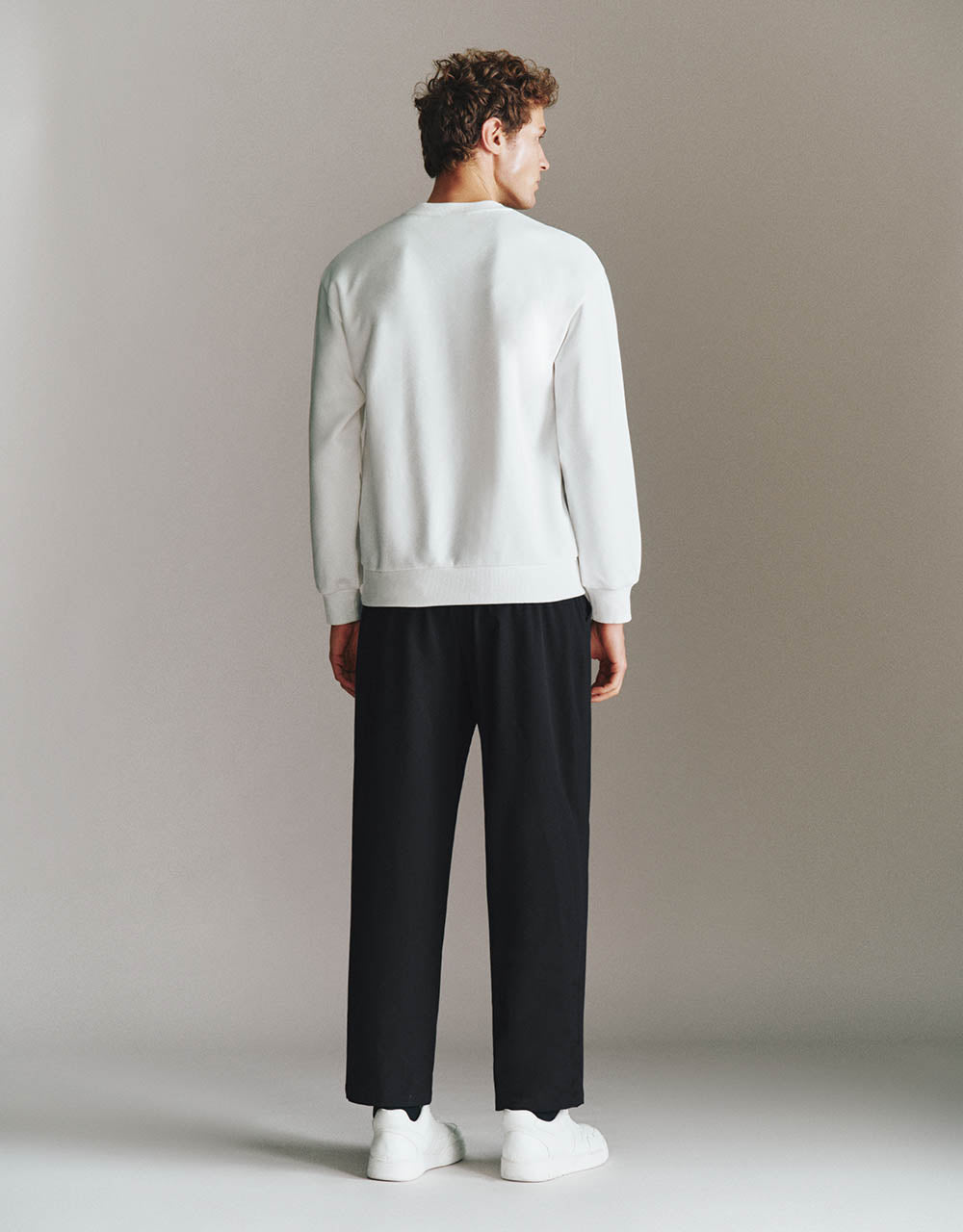 Letter Embossed Crew Neck Sweatshirt