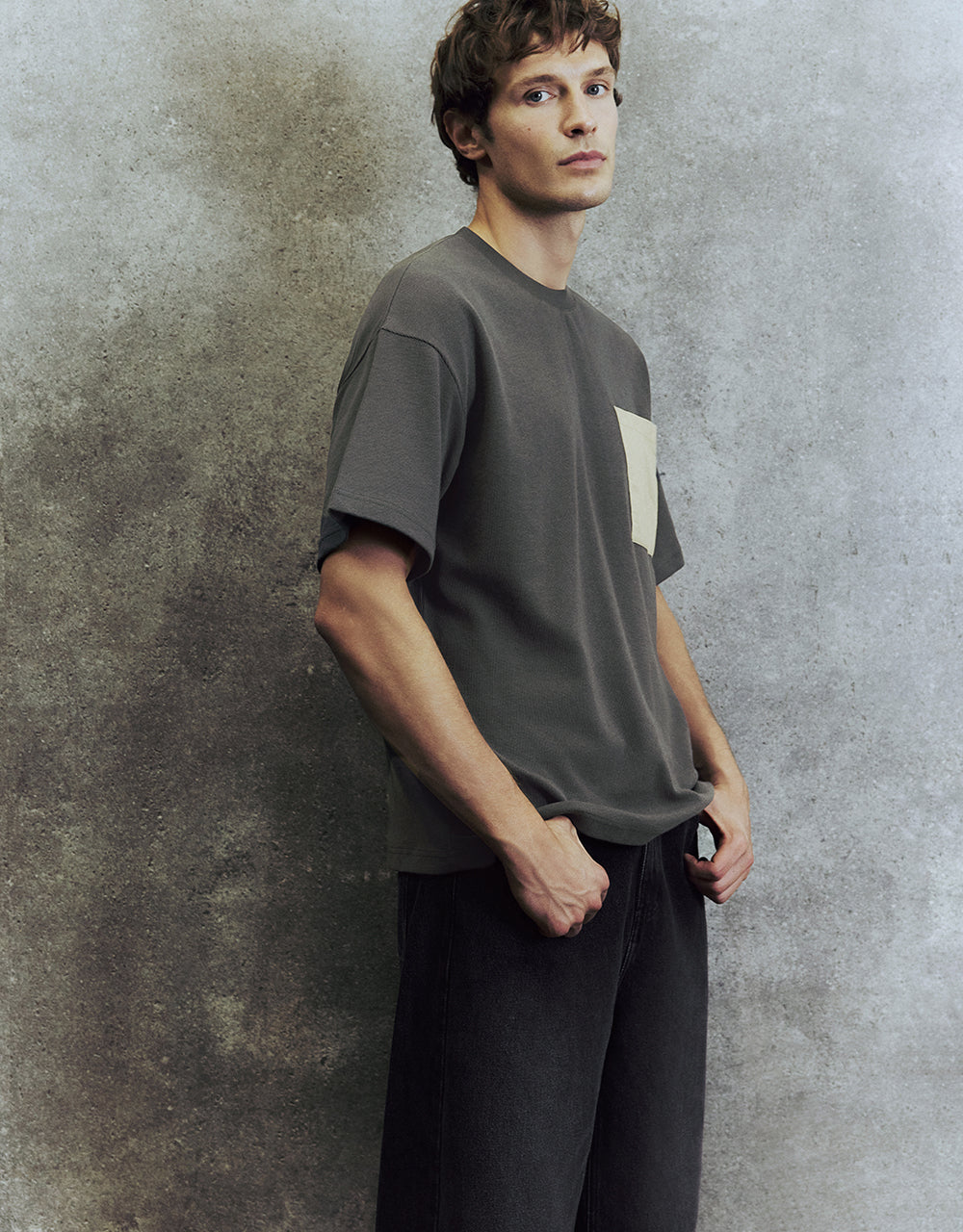 Drop Shoulder Sleeve Crew Neck T-Shirt