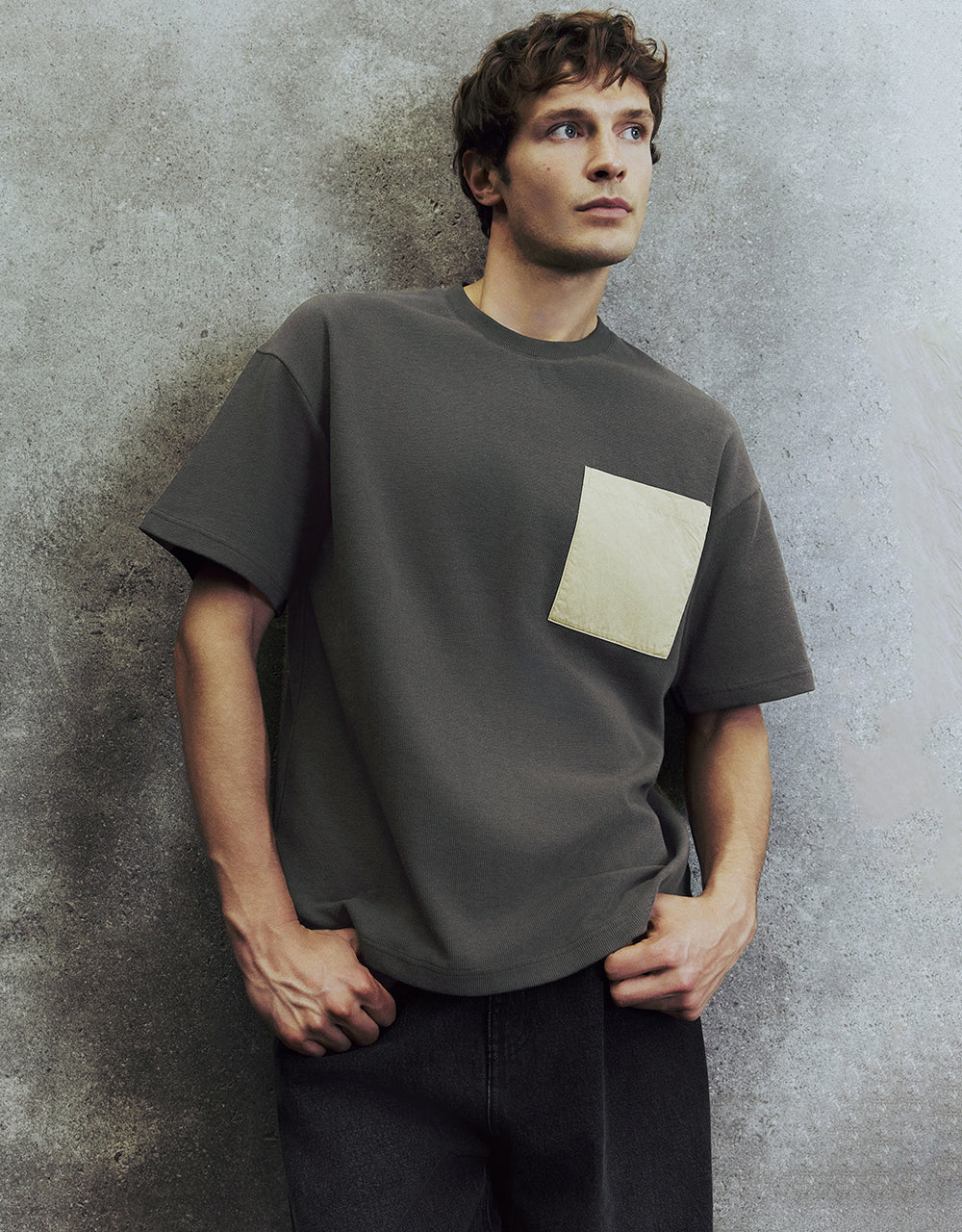 Drop Shoulder Sleeve Crew Neck T-Shirt