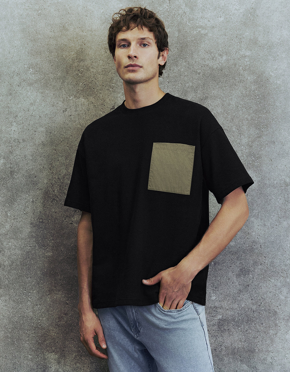 Drop Shoulder Sleeve Crew Neck T-Shirt