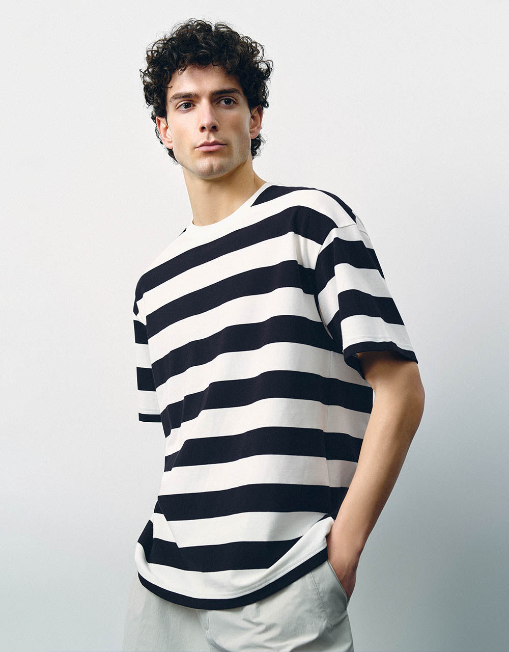 Striped Crew Neck Loose T-Shirt