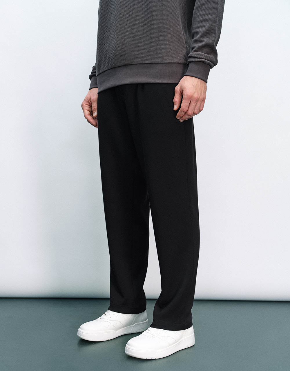 Drawstring Waist Knitted Straight Pants