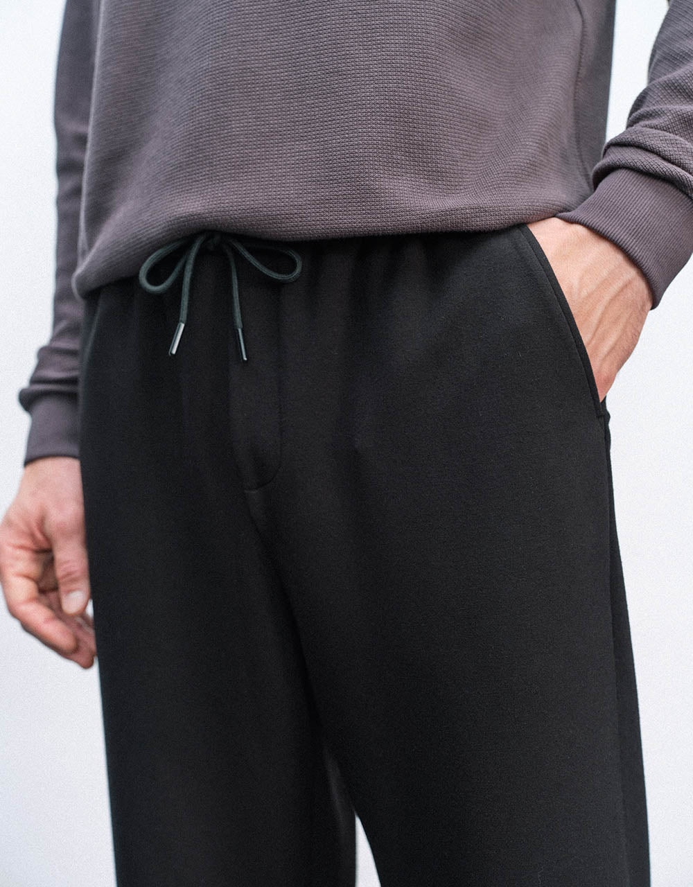 Drawstring Waist Knitted Straight Pants