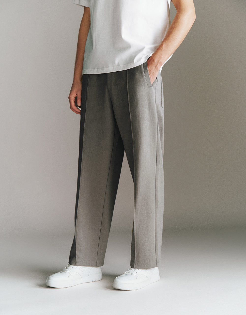 Elastic Waist Knitted Straight Pants