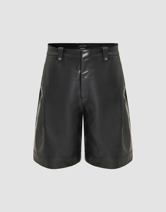 Vegan Leather Loose Shorts