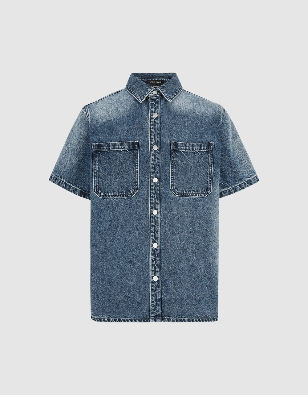 Press Button Straight Denim Shirt