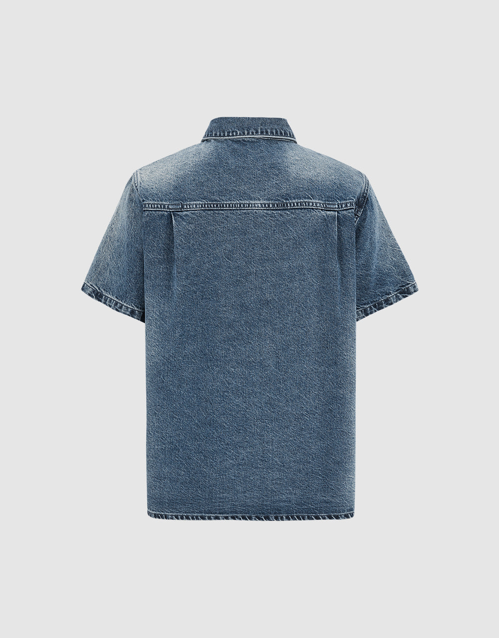 Press Button Straight Denim Shirt